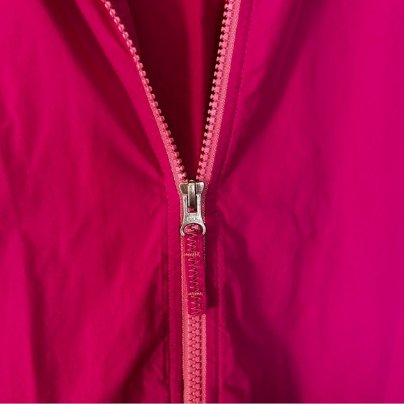 Lands' End Bright Pink Windbreaker Lightweight Zip Jacket With Velcro Pockets - Picture 9 of 14